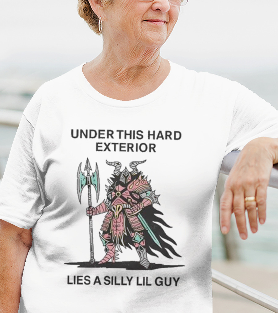 Under This Hard Exterior Lies A Silly Lil Guy Warrior With Axe And Horned Helmet T-Shirt