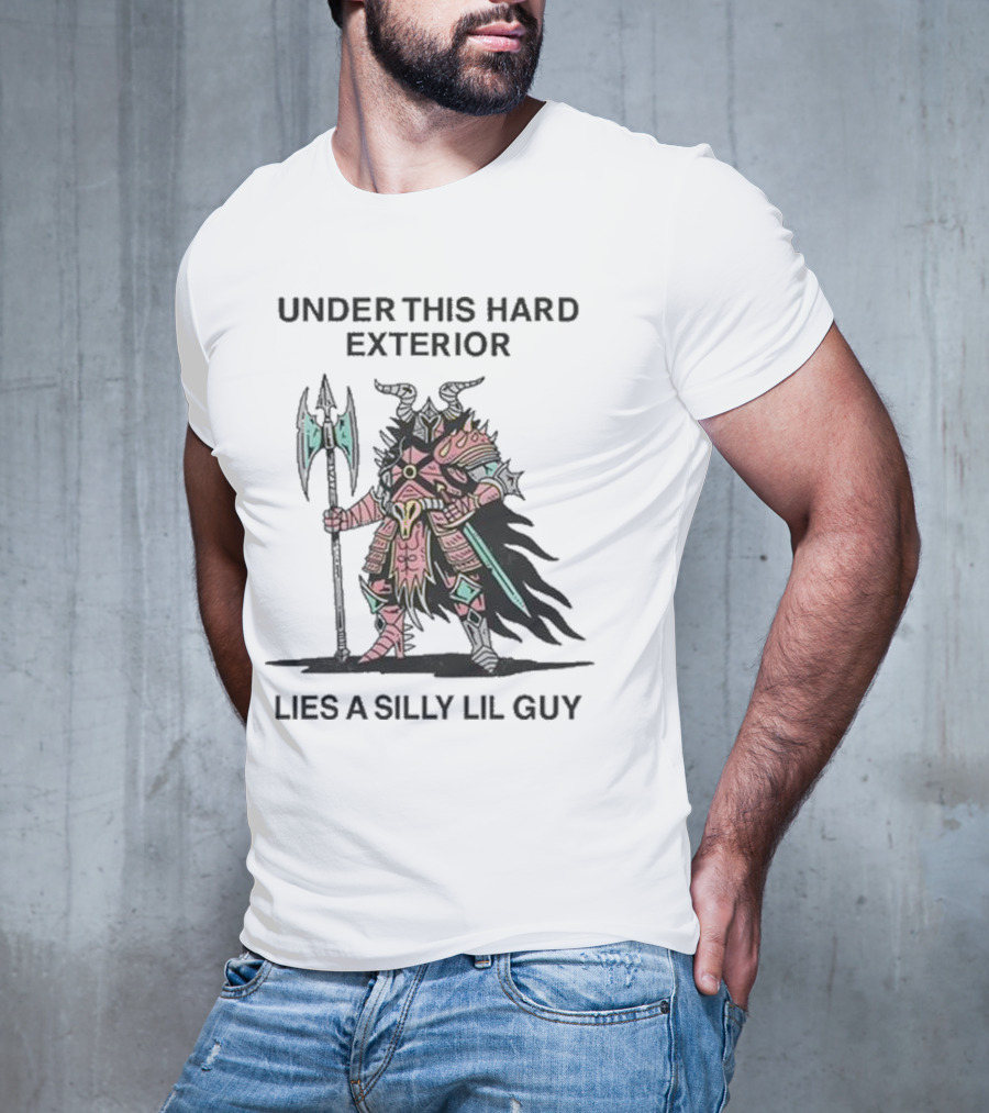Under This Hard Exterior Lies A Silly Lil Guy Warrior With Axe And Horned Helmet T-Shirt