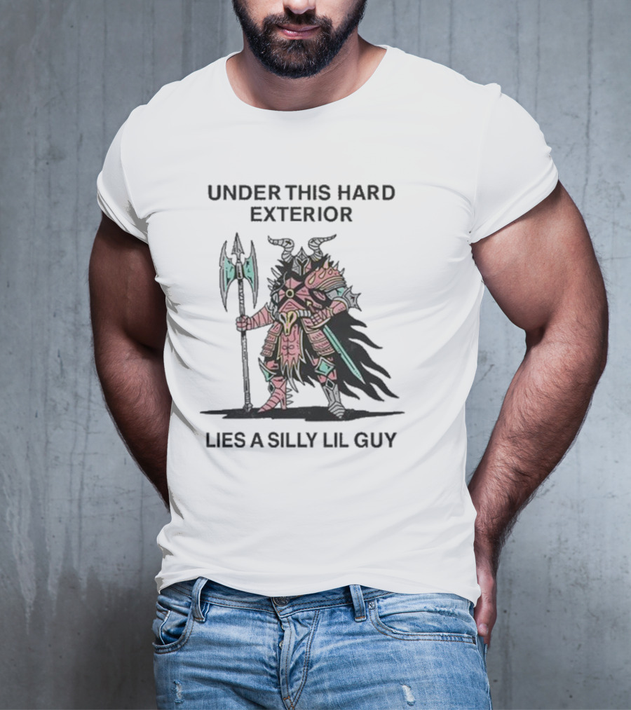 Under This Hard Exterior Lies A Silly Lil Guy Warrior With Axe And Horned Helmet T-Shirt