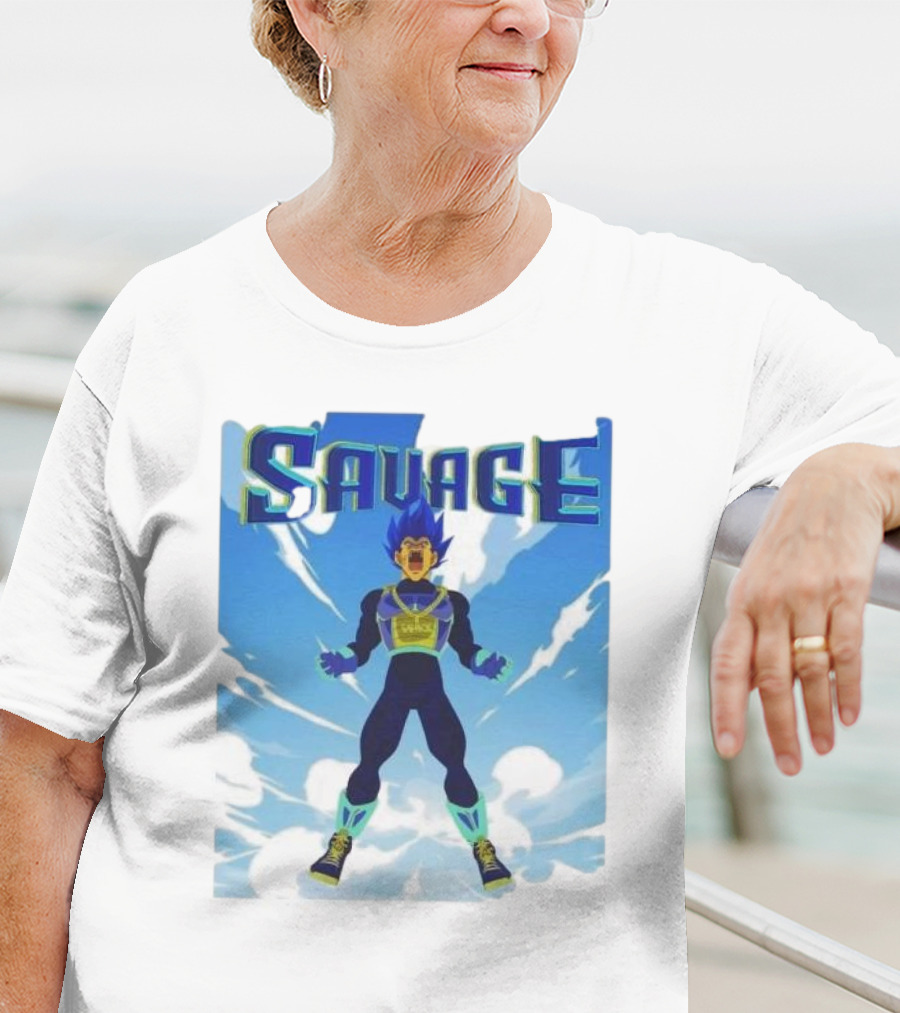 Vegeta Blue Saiyan Savage Super Warrior Transformation Scene T-Shirt