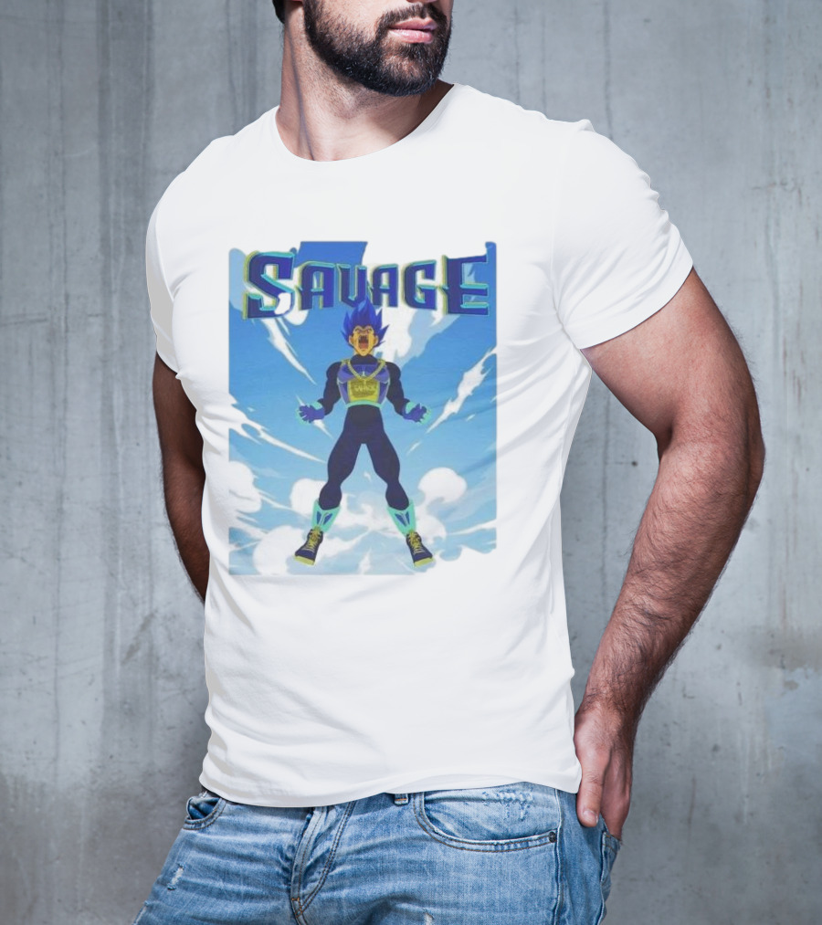 Vegeta Blue Saiyan Savage Super Warrior Transformation Scene T-Shirt