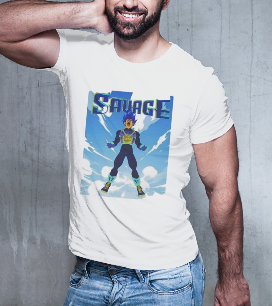 Vegeta Blue Saiyan Savage Super Warrior Transformation Scene T-Shirt