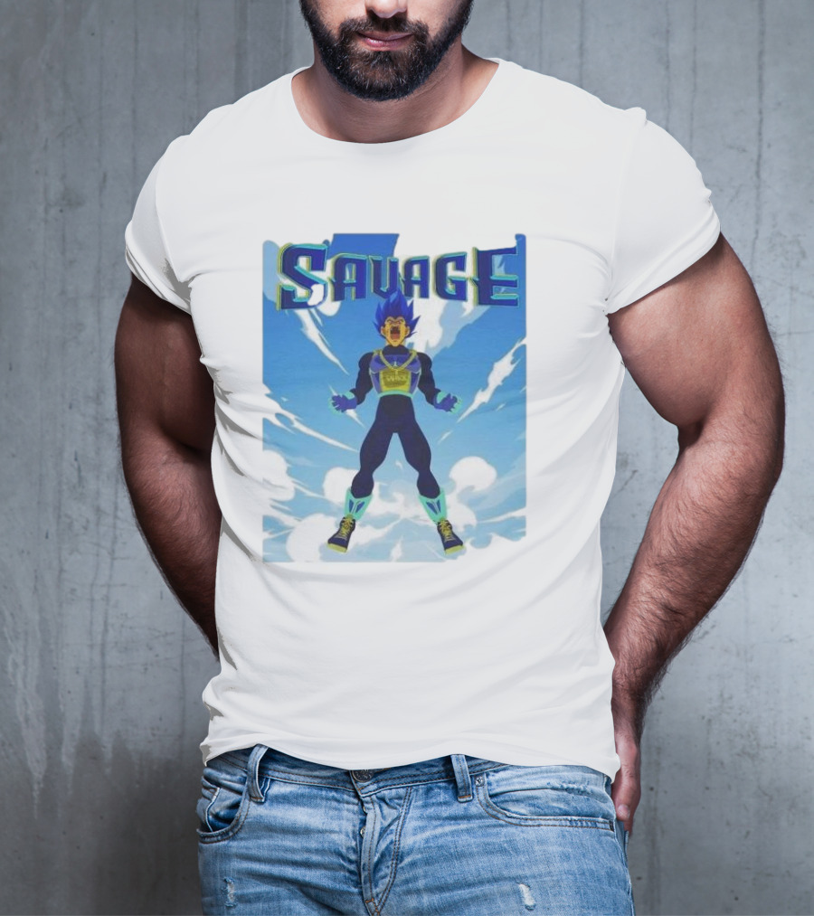 Vegeta Blue Saiyan Savage Super Warrior Transformation Scene T-Shirt