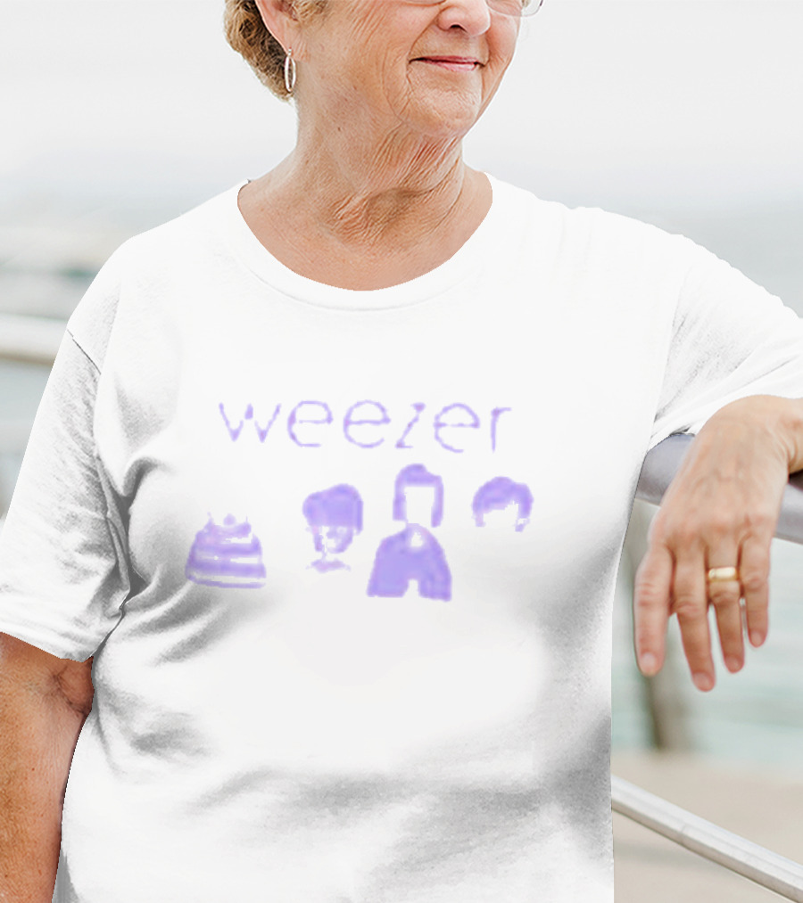 Weezer Cartoon Band Members Relaxed Character Faces T-Shirt