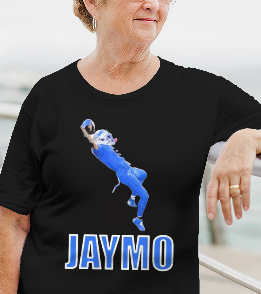 Jaymo Football Catch Jump Athlete Sports Blue Uniform T-Shirt