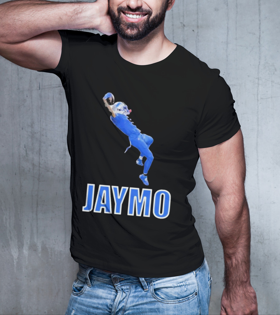 Jaymo Football Catch Jump Athlete Sports Blue Uniform T-Shirt