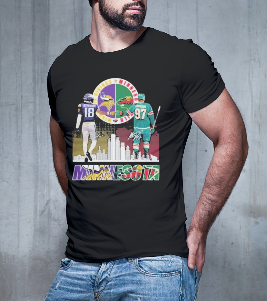 Minnesota Vikings Justin Jefferson Minnesota Wild Kirill Kaprizov Minnesota Proud T-Shirt