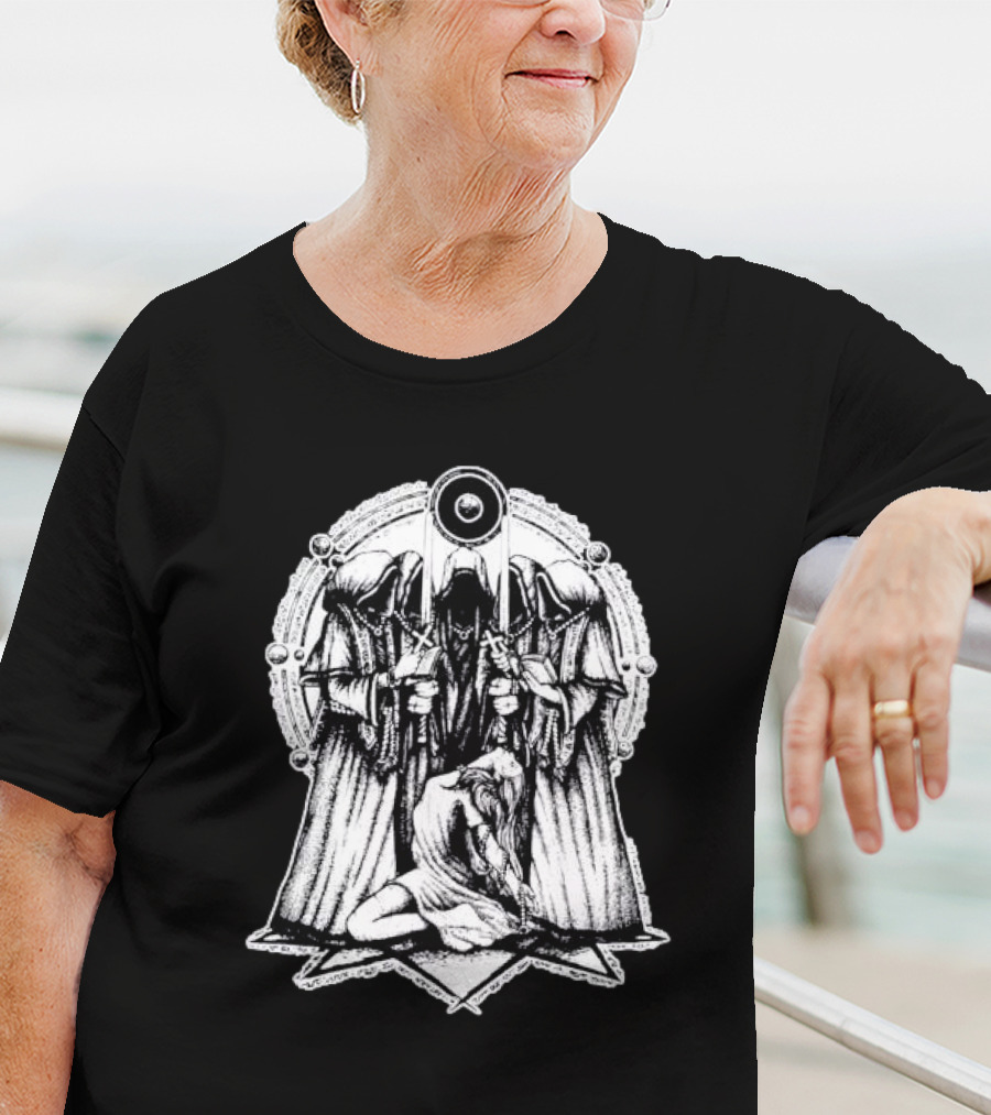 Occult Rituals Pagan Gothic Witchcraft Hooded Figures And Ritual Circle T-Shirt