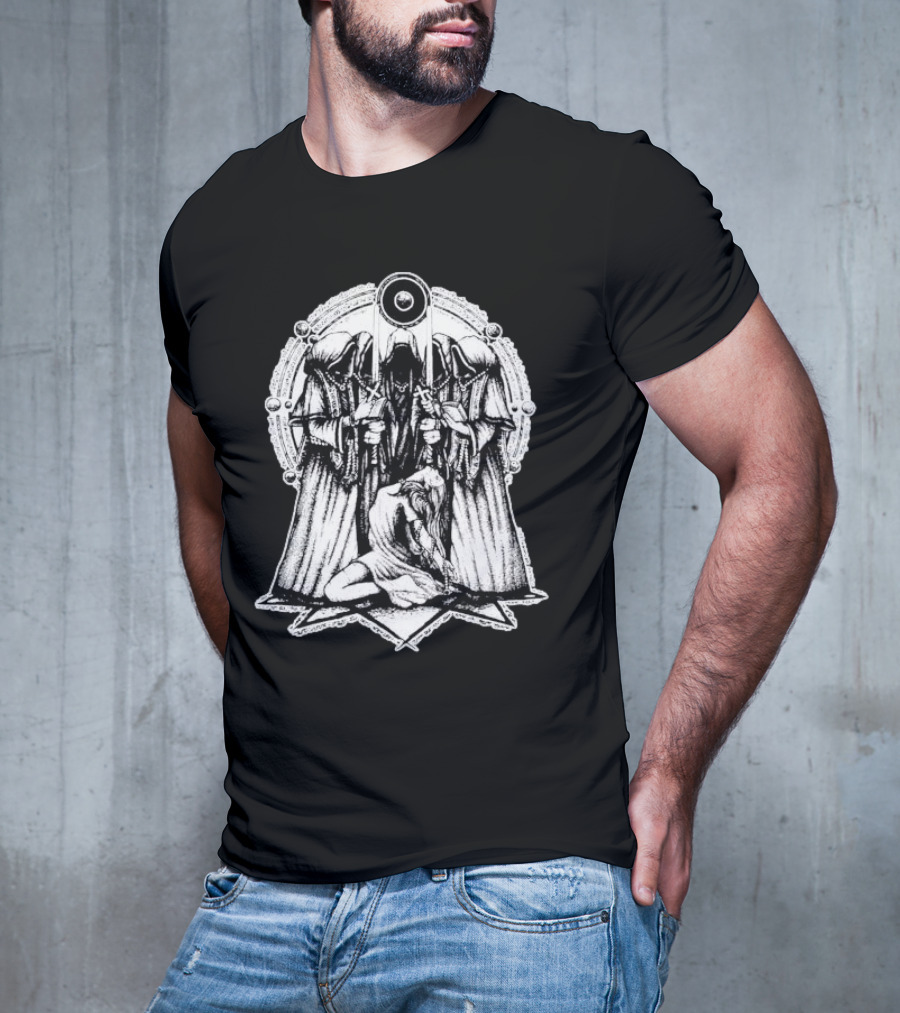Occult Rituals Pagan Gothic Witchcraft Hooded Figures And Ritual Circle T-Shirt