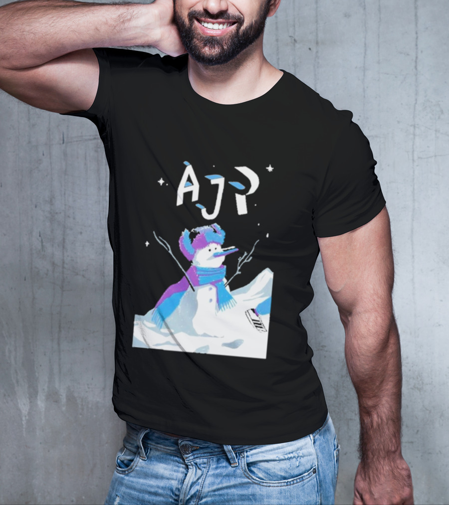 AJR Snowman With Scarf And Hat In Winter Scene T-Shirt