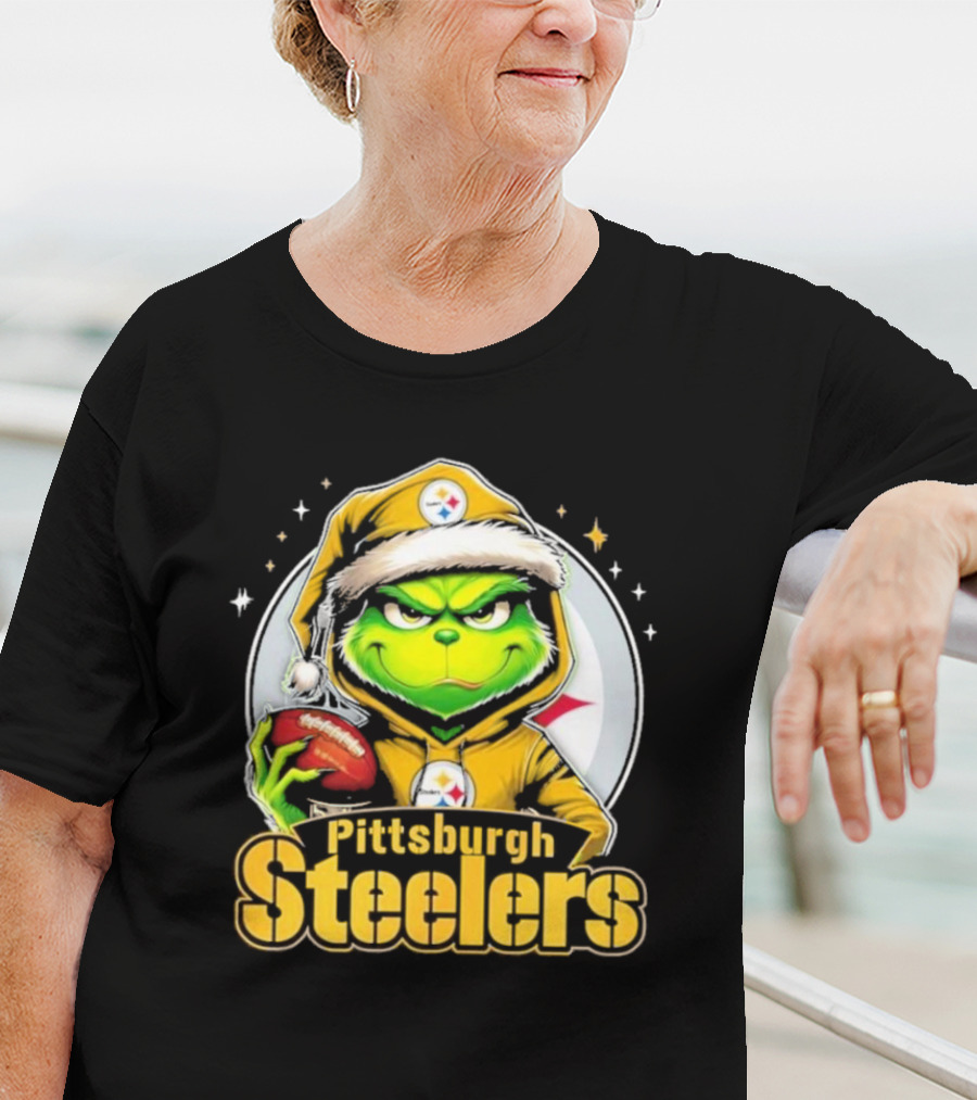 The Grinch Pittsburgh Steelers Christmas Football Crossover T-Shirt