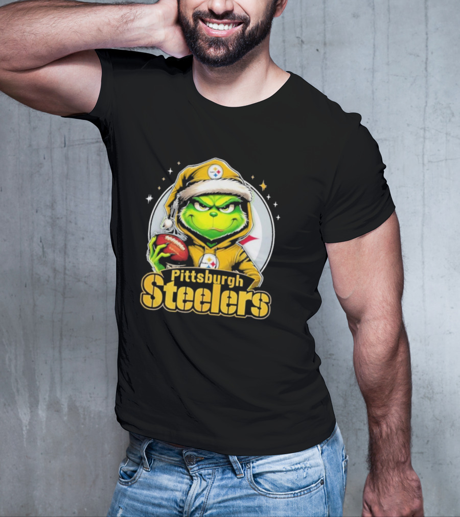 The Grinch Pittsburgh Steelers Christmas Football Crossover T-Shirt