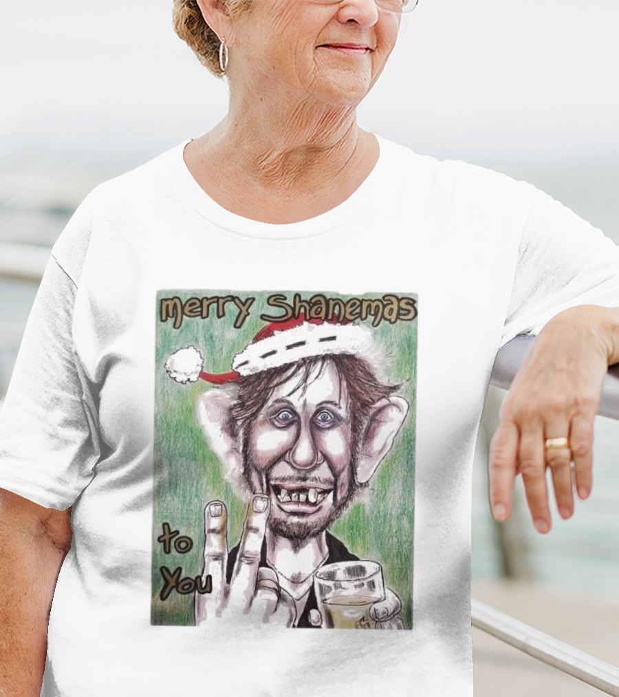Merry Shanemas To You Shane MacGowan Christmas Card Drawing T-Shirt