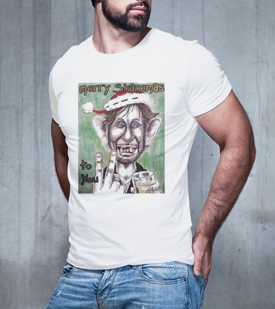 Merry Shanemas To You Shane MacGowan Christmas Card Drawing T-Shirt