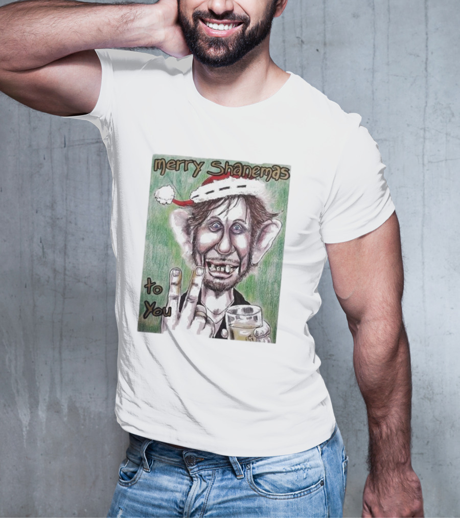 Merry Shanemas To You Shane MacGowan Christmas Card Drawing T-Shirt