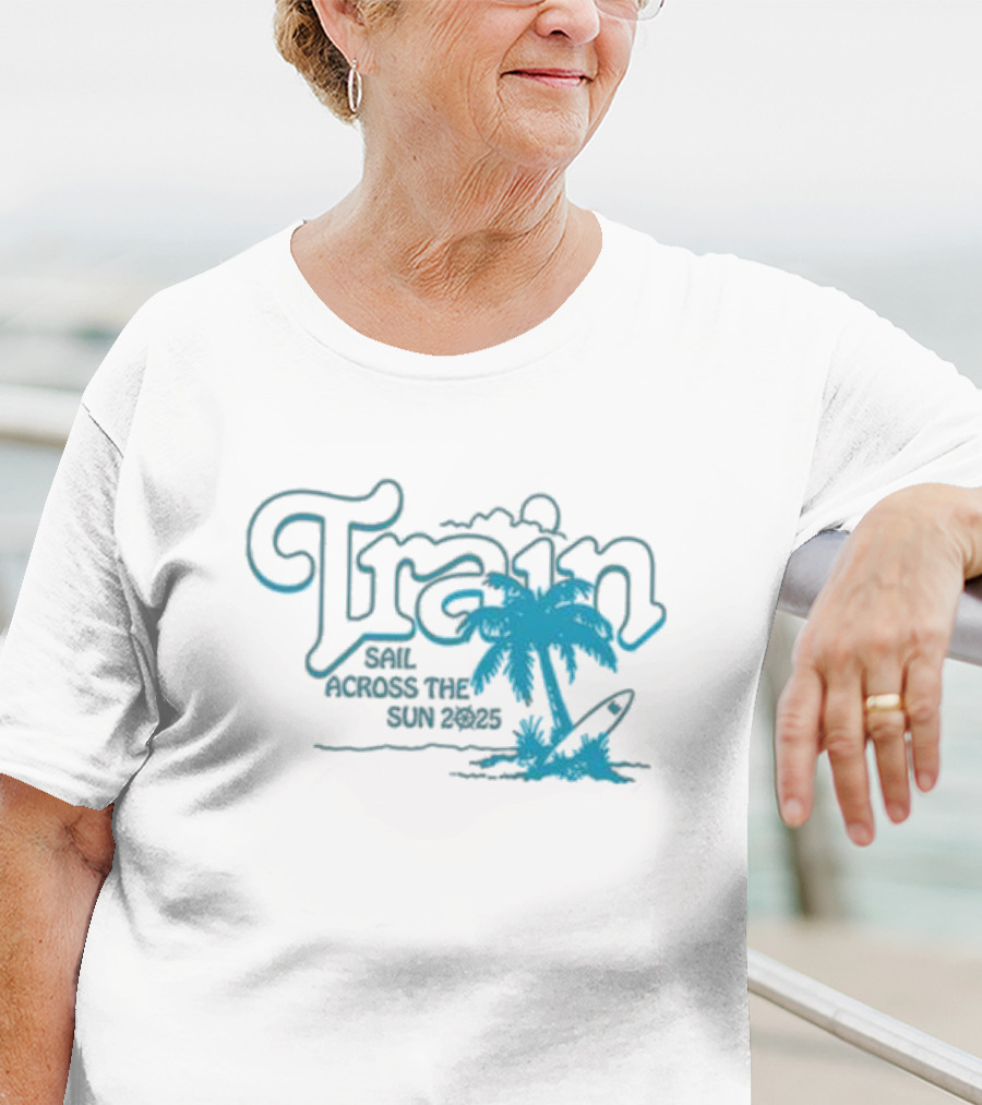 Train Sail Across The Sun 2025 Palm Surfboard T-Shirt