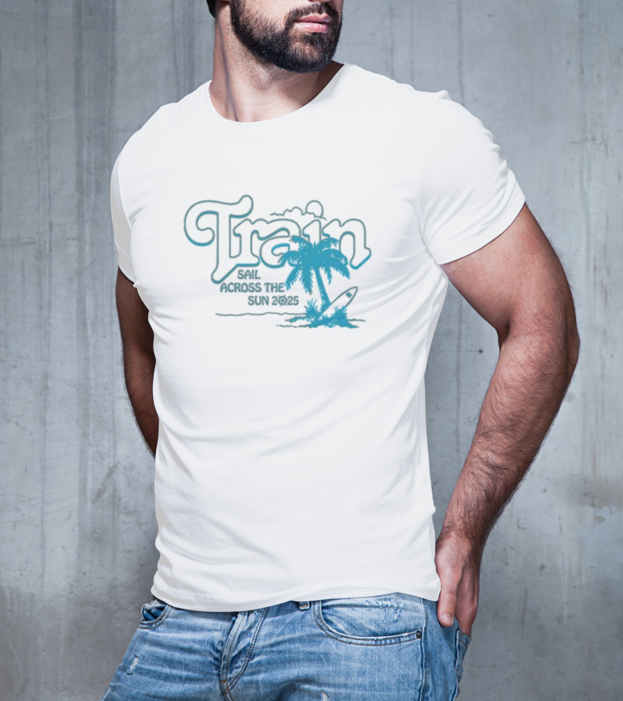 Train Sail Across The Sun 2025 Palm Surfboard T-Shirt