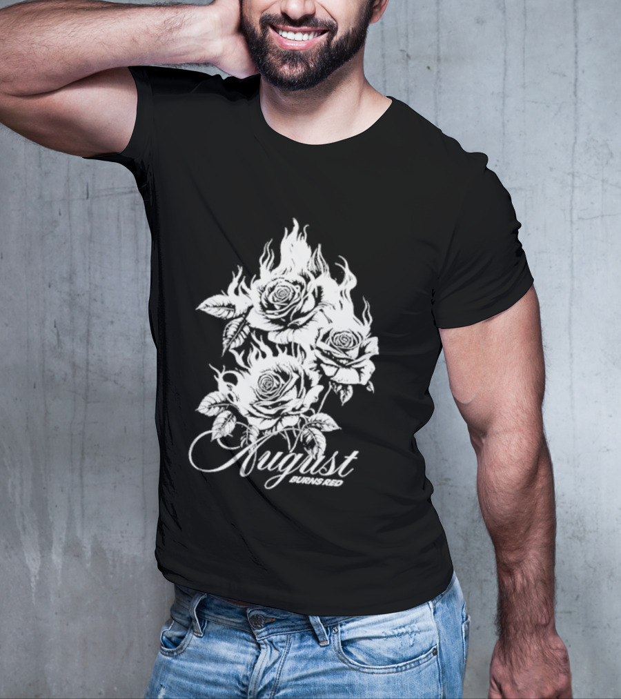 August Burns Red Burning Roses Fiery Floral T-Shirt