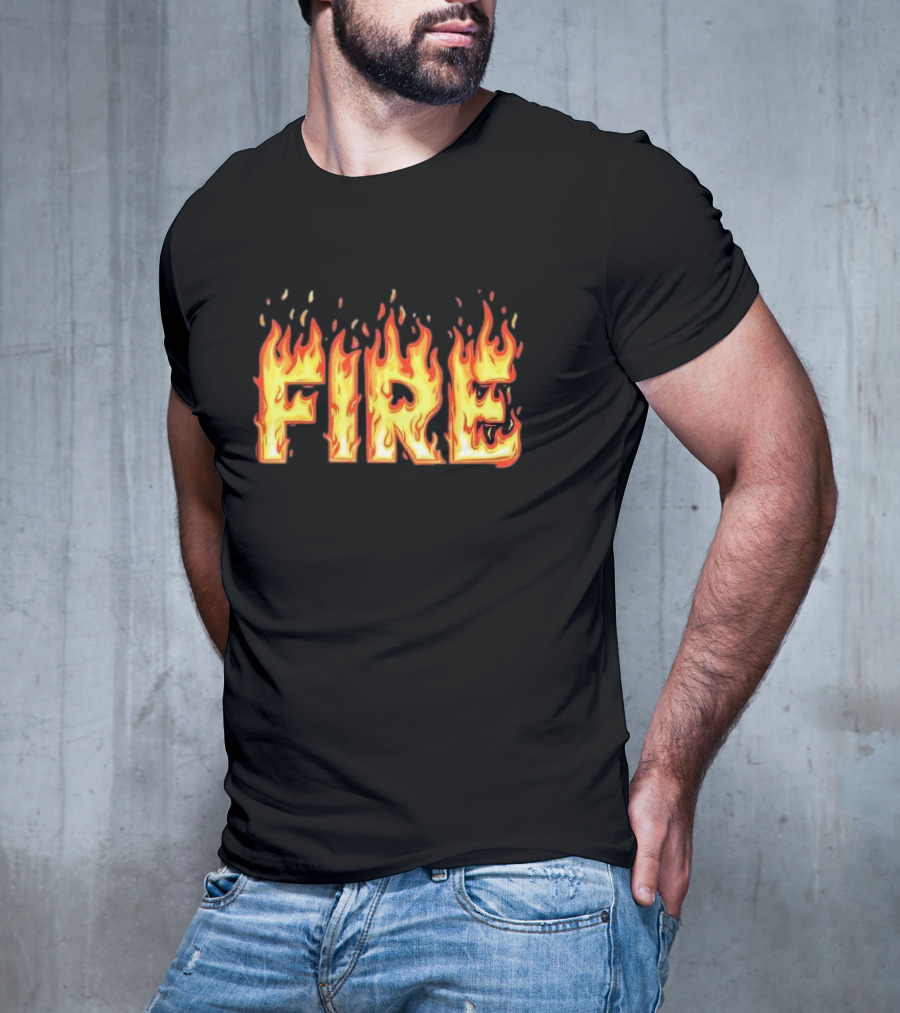 Fire Flames Text T-Shirt