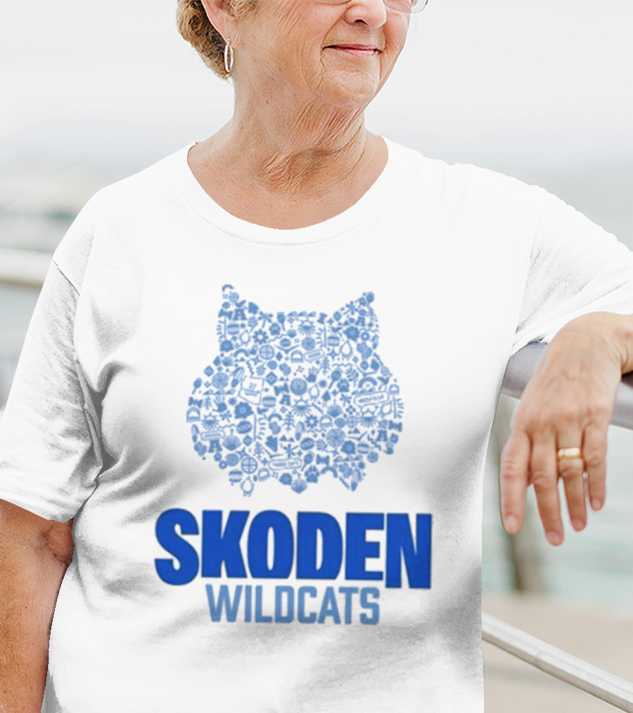 Skoden Wildcats Blue Emblem With Symbols T-Shirt