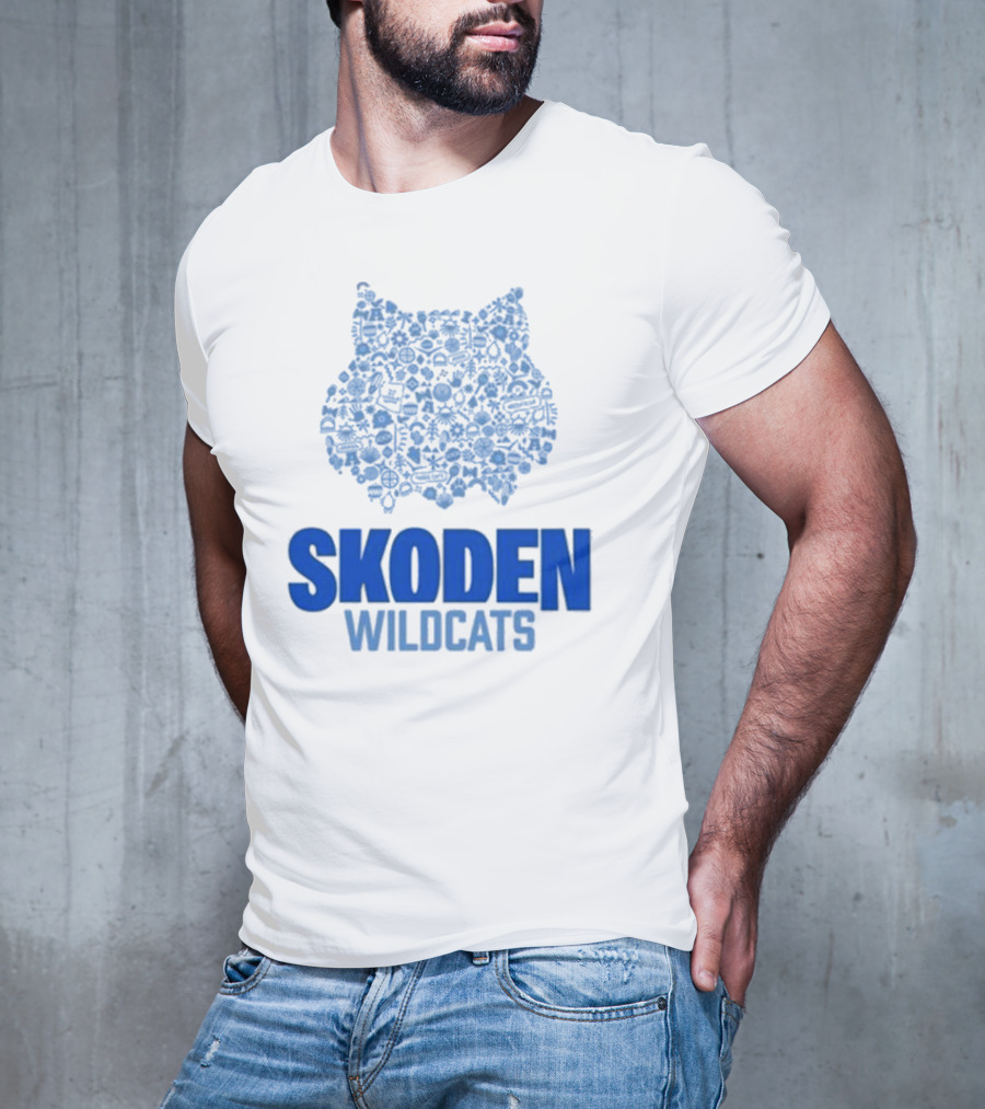 Skoden Wildcats Blue Emblem With Symbols T-Shirt