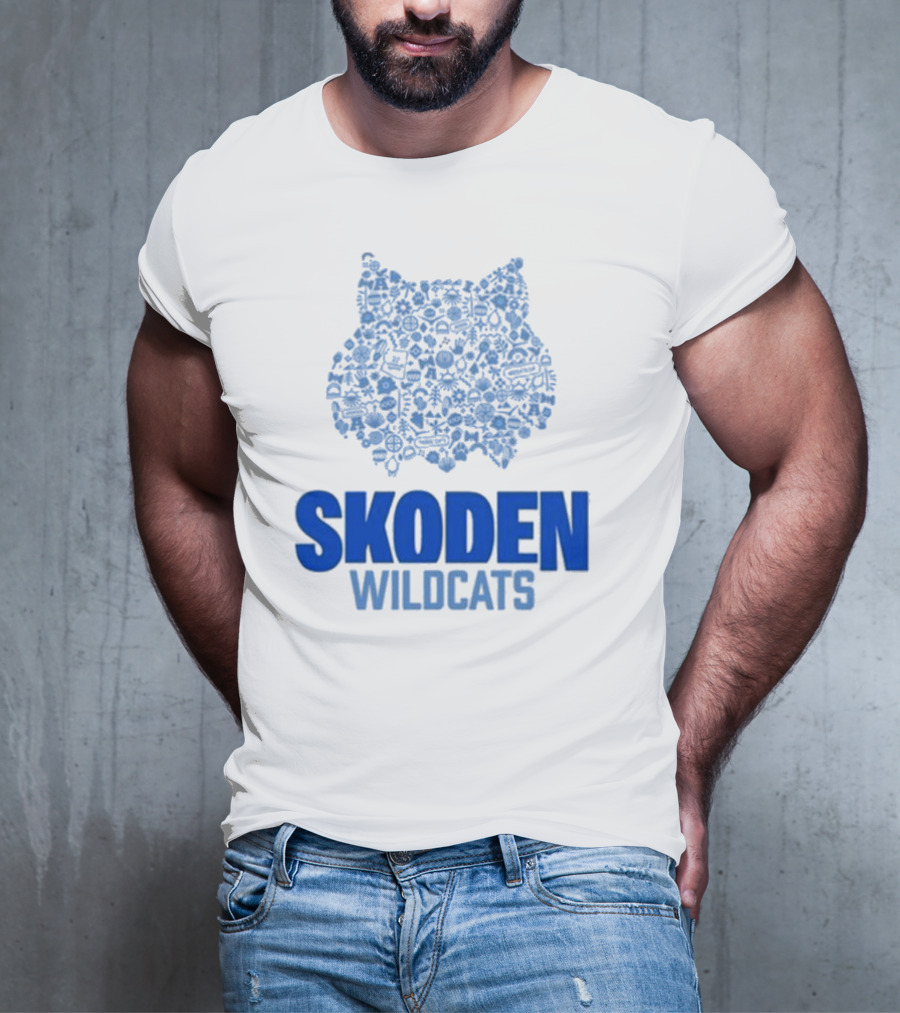 Skoden Wildcats Blue Emblem With Symbols T-Shirt