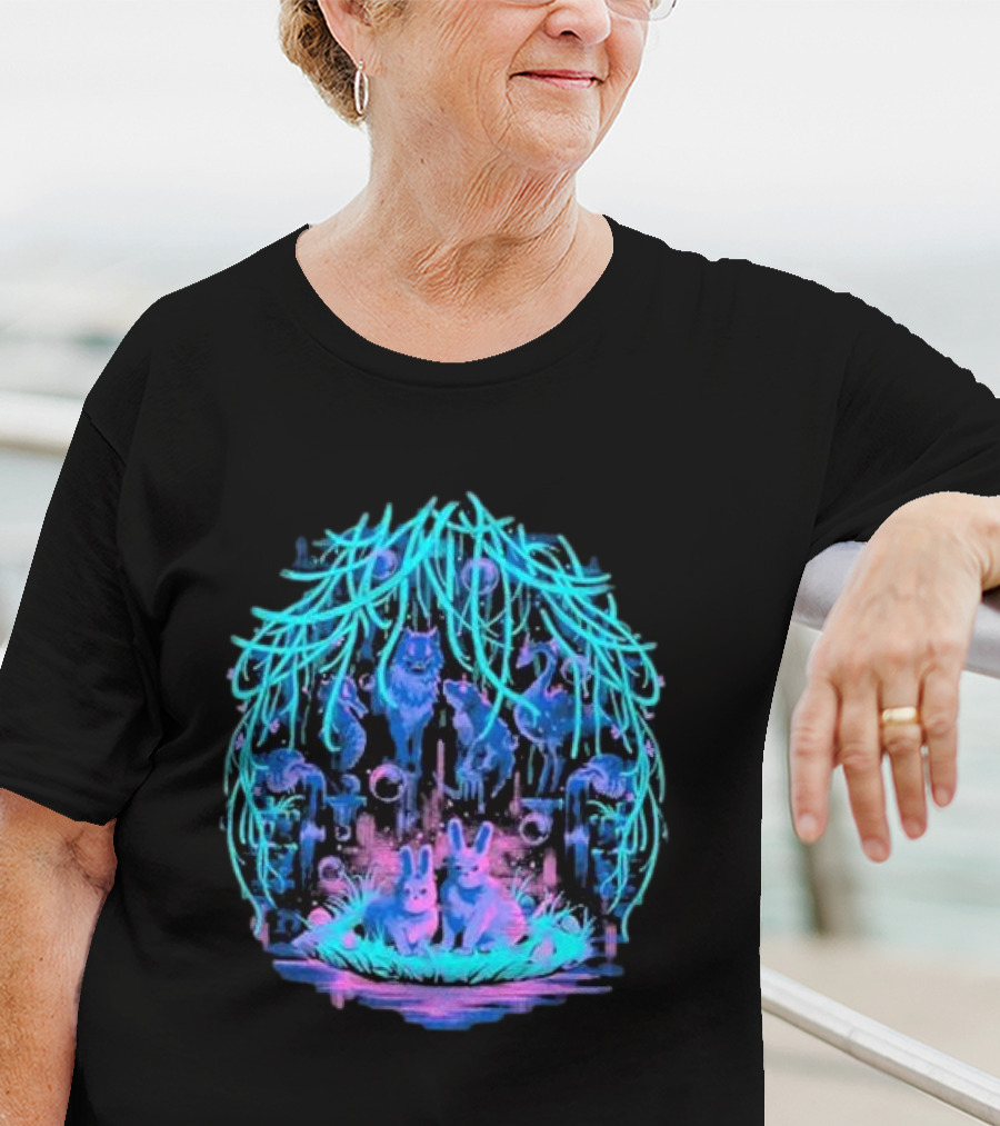 Animal Well Clandestine Creatures Glowing Forest Scene T-Shirt