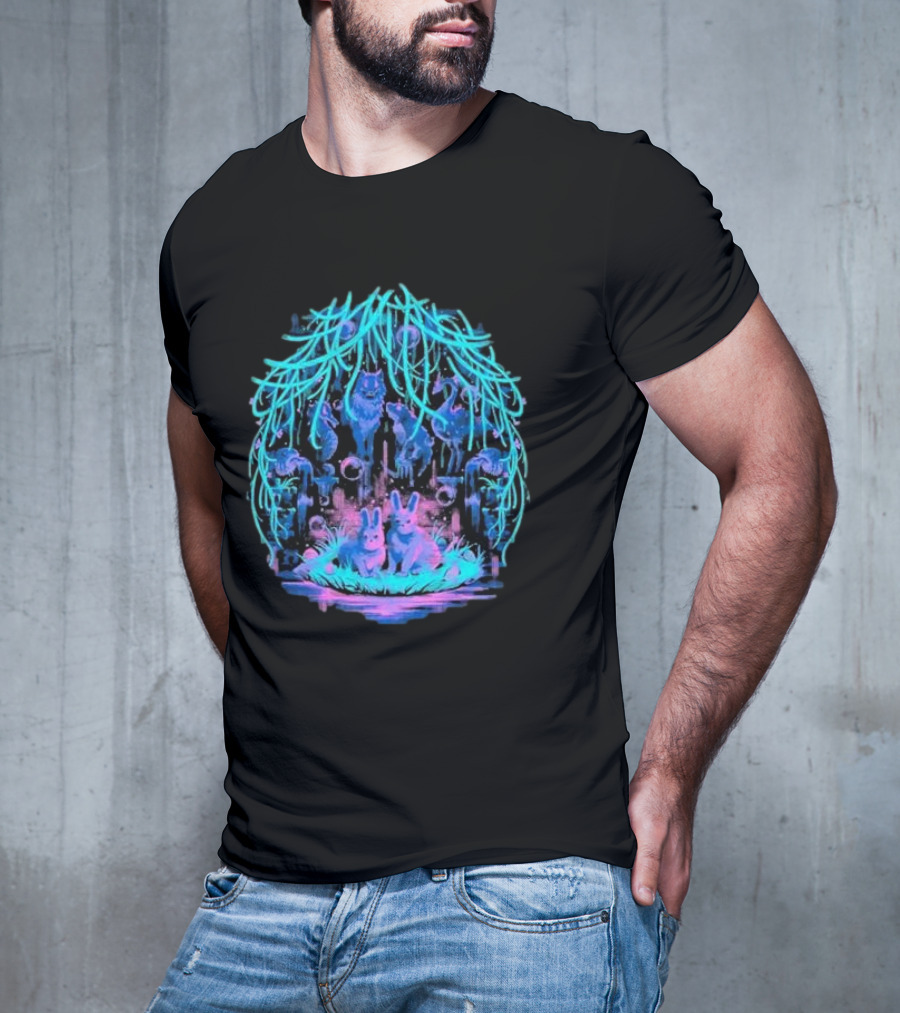 Animal Well Clandestine Creatures Glowing Forest Scene T-Shirt