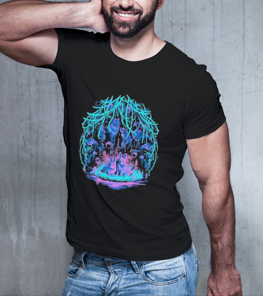 Animal Well Clandestine Creatures Glowing Forest Scene T-Shirt