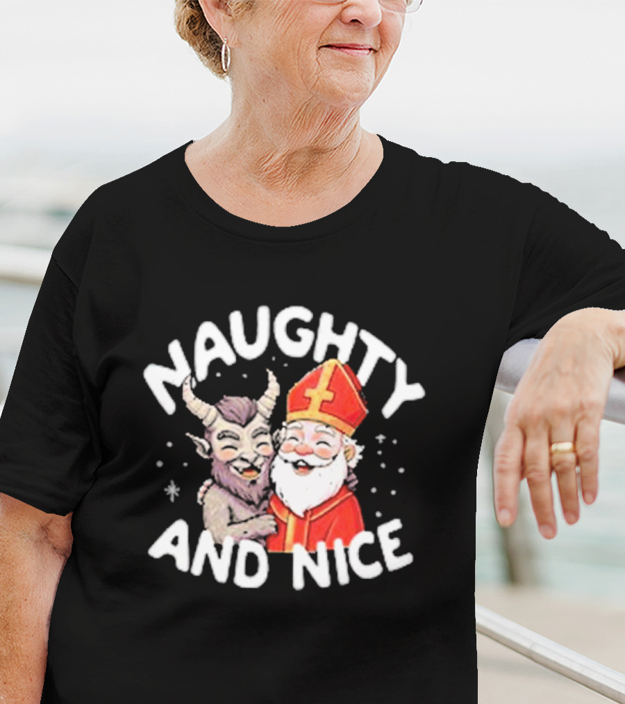 Naughty And Nice Krampus And Saint Nicholas T-Shirt