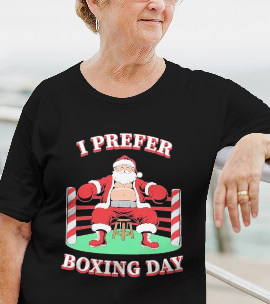 I Prefer Boxing Day Santa In Boxing Ring With Candy Cane Ropes T-Shirt