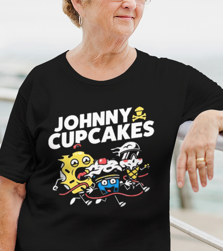 Johnny Cupcakes Candy Characters Racing Fun Austin TX Conference Alley T-Shirt