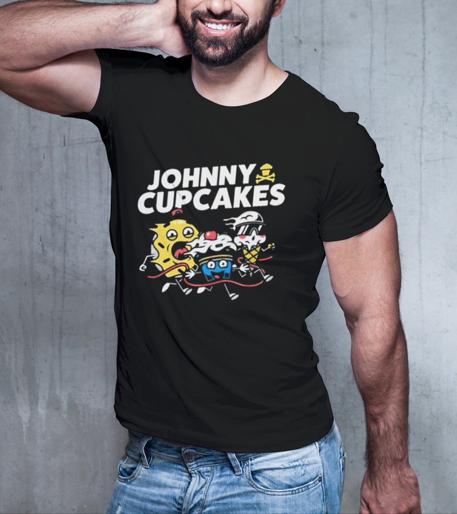 Johnny Cupcakes Candy Characters Racing Fun Austin TX Conference Alley T-Shirt