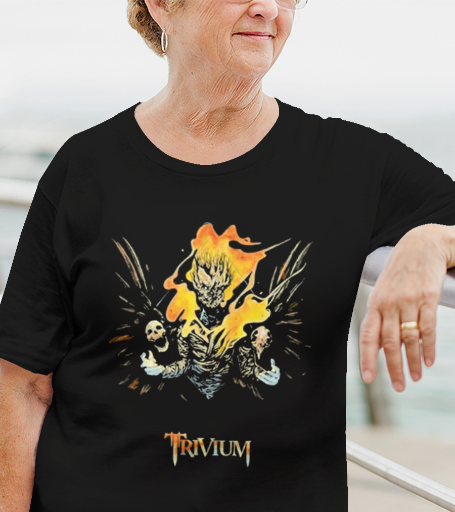 Trivium Fire Sword Flaming Demon Skulls T-Shirt