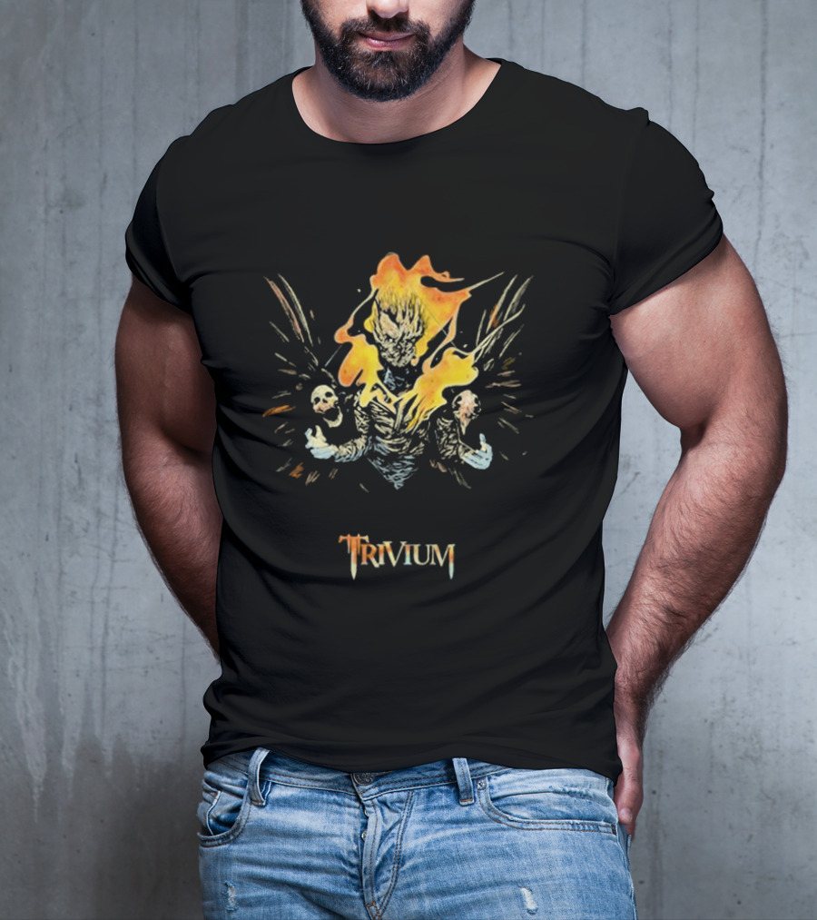 Trivium Fire Sword Flaming Demon Skulls T-Shirt