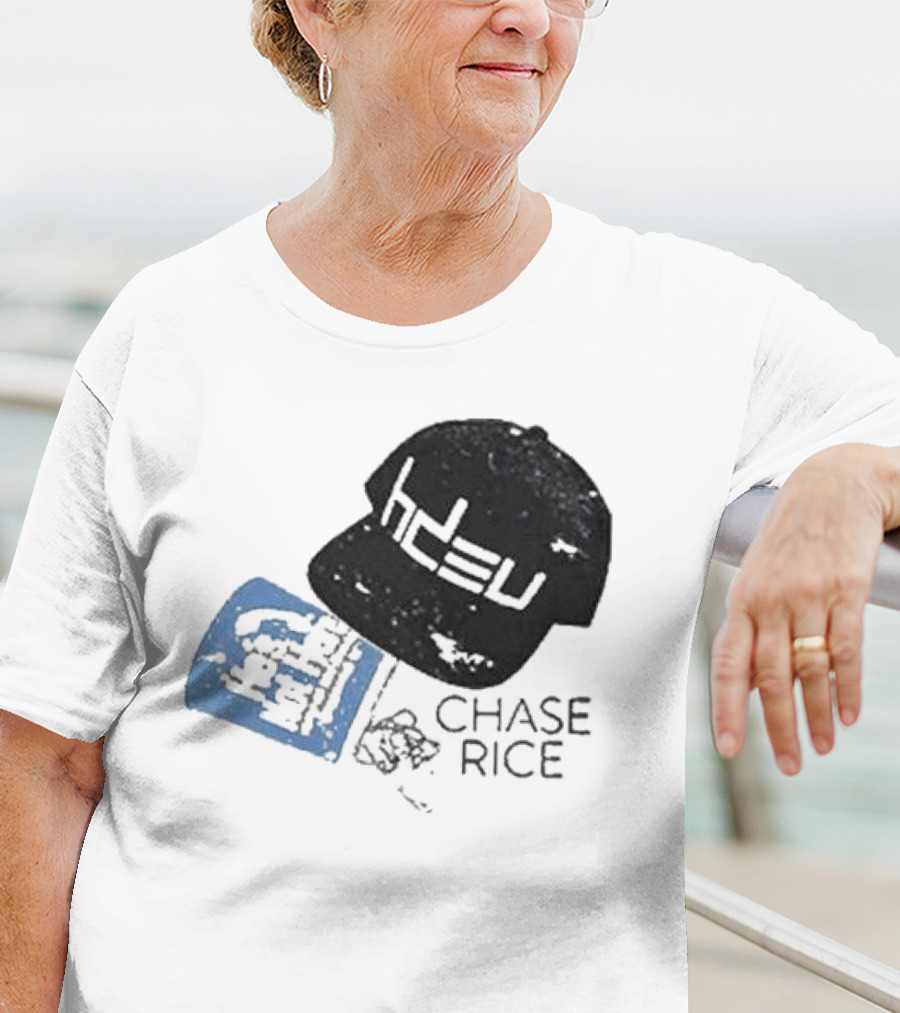CHASE RICE HDEU Gear Hat And Blue He’s Not Here Text T-Shirt