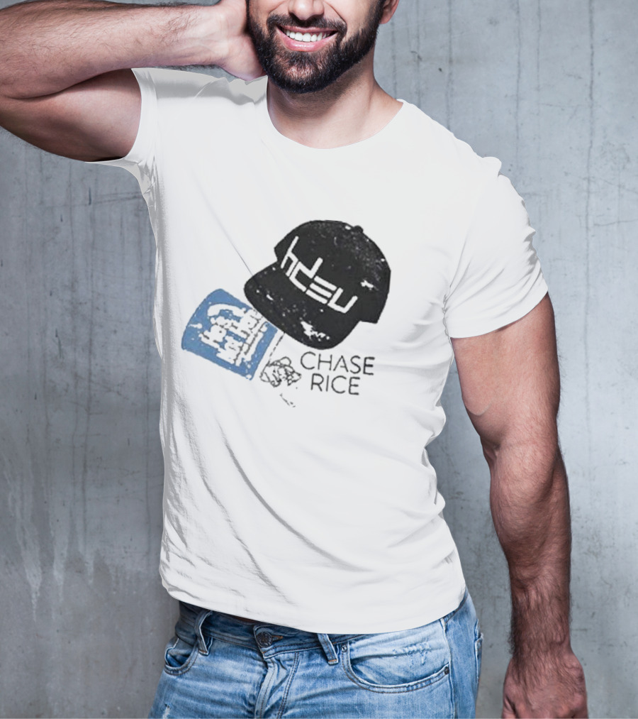CHASE RICE HDEU Gear Hat And Blue He’s Not Here Text T-Shirt