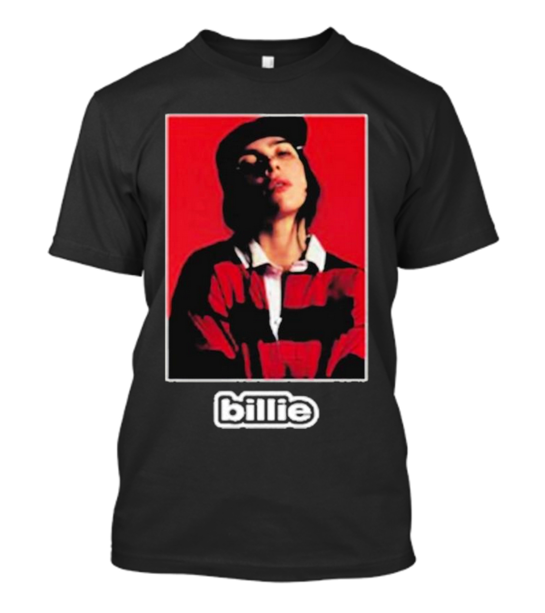Billie Eilish Red Black Striped Shirt Photo Billie T-Shirt