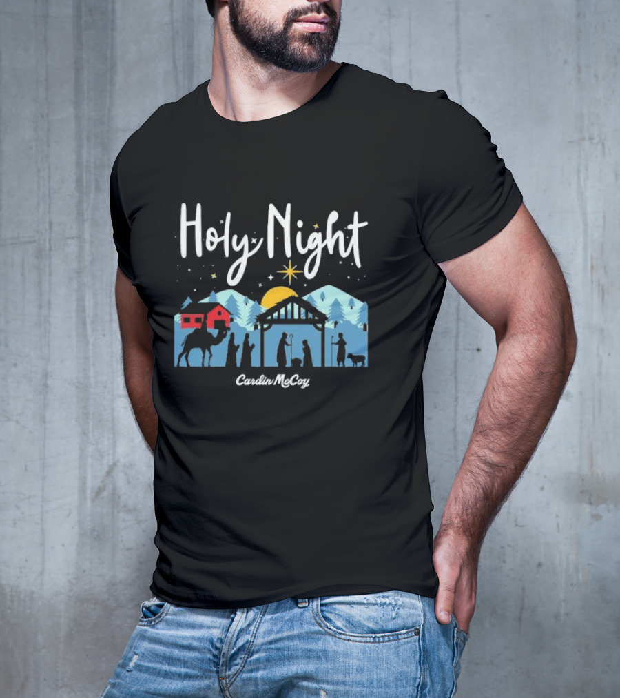 Holy Night Cardin McCoy Nativity Scene Christmas T-Shirt