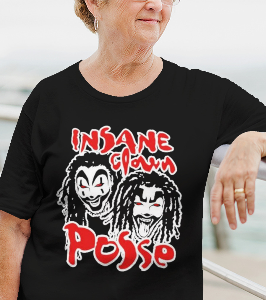 Insane Clown Posse Faces Red And White T-Shirt