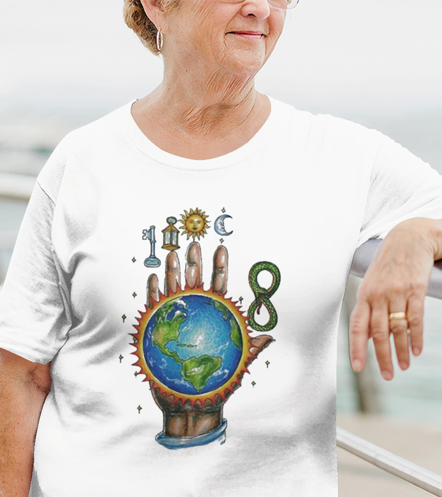 John Summit World Sun Moon Palm Symbol 8 Snake T-Shirt