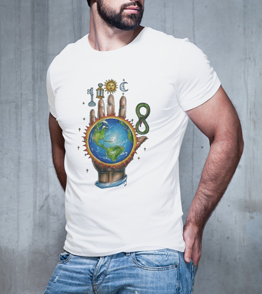 John Summit World Sun Moon Palm Symbol 8 Snake T-Shirt