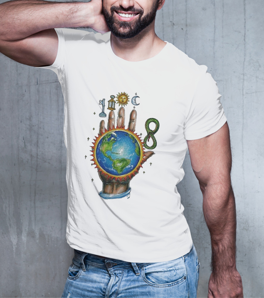 John Summit World Sun Moon Palm Symbol 8 Snake T-Shirt