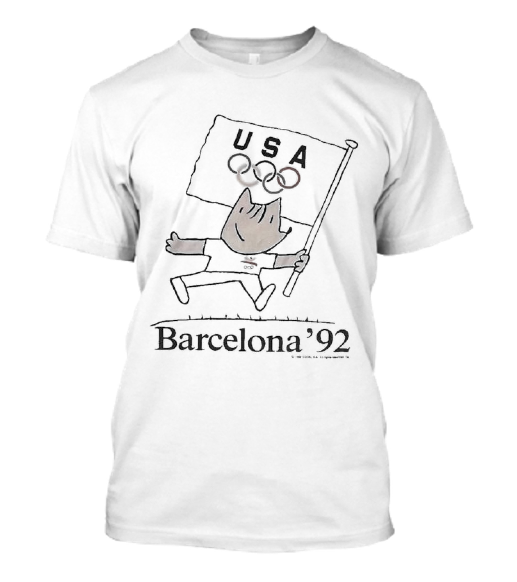 Rare Vintage 1992 Barcelona Olympics USA Flag Mascot T-Shirt