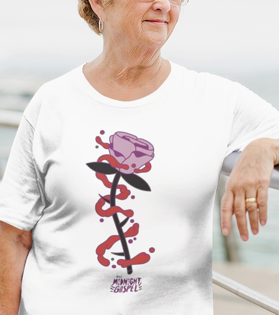 The Midnight Gospel Rose With Purple Shades And Love Swirls T-Shirt