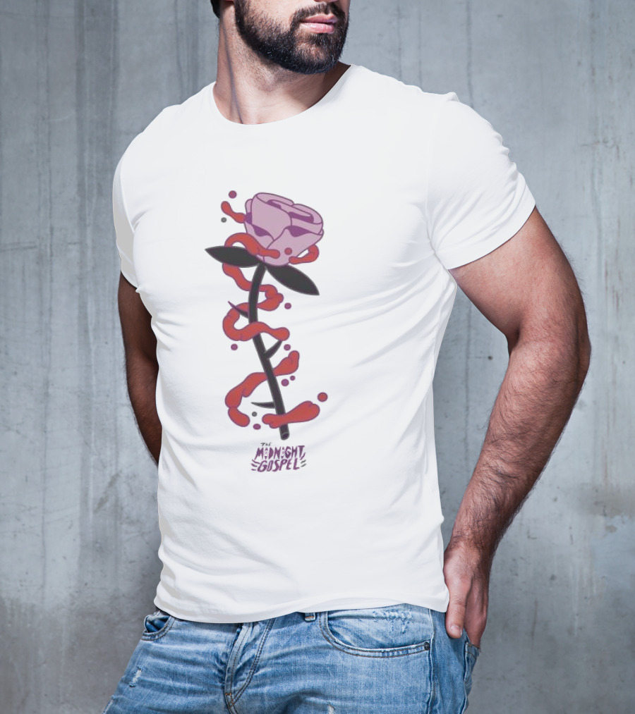 The Midnight Gospel Rose With Purple Shades And Love Swirls T-Shirt