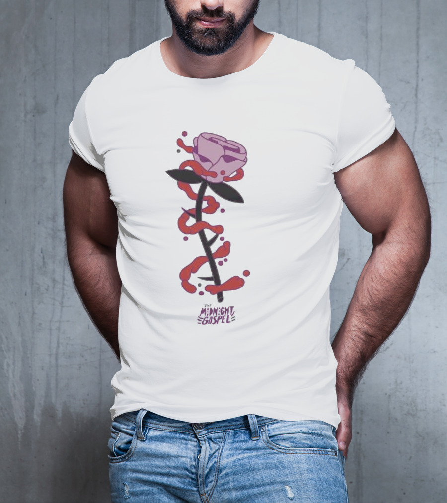 The Midnight Gospel Rose With Purple Shades And Love Swirls T-Shirt