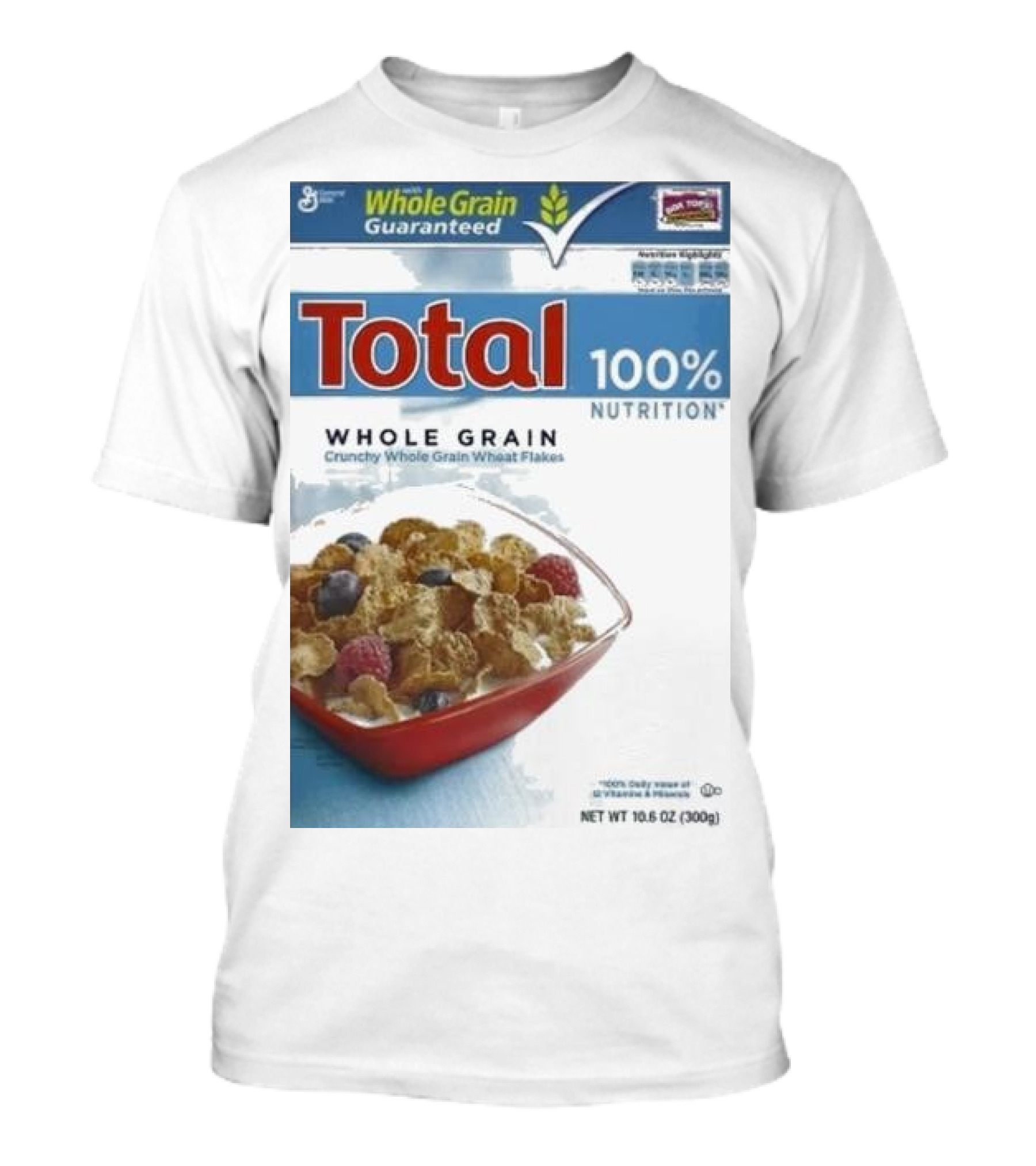 Total 100% Nutrition Whole Grain Crunchy Wheat Flakes Breakfast Cereal Box T-Shirt