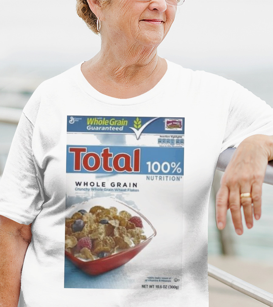 Total 100% Nutrition Whole Grain Crunchy Wheat Flakes Breakfast Cereal Box T-Shirt