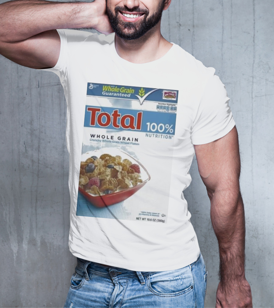 Total 100% Nutrition Whole Grain Crunchy Wheat Flakes Breakfast Cereal Box T-Shirt